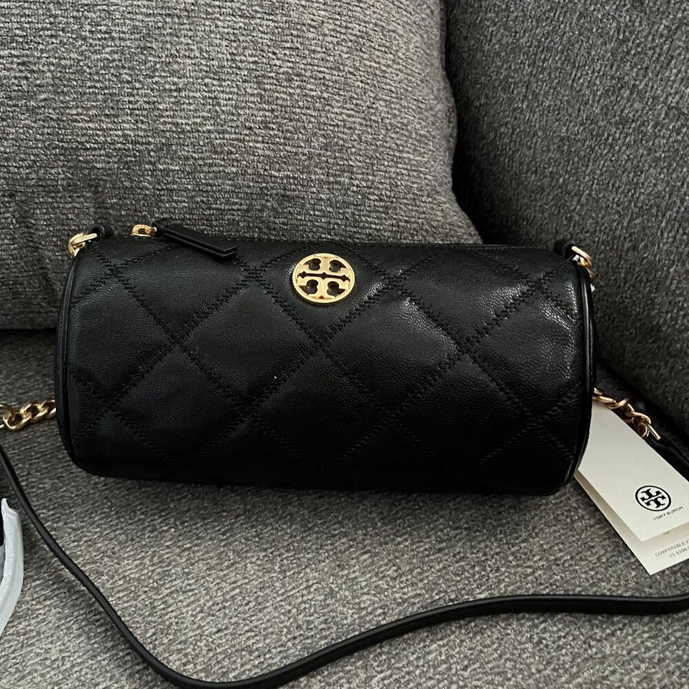 NWT TORY BURCH 141024 WILLA BARREL Crossbody Shoulder Bag Black